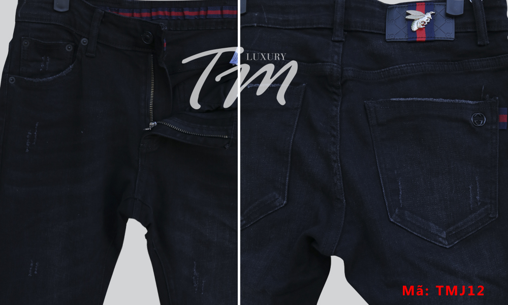 Quần jean đen Gucci đẹp TMJ12 chi tiết chất vải